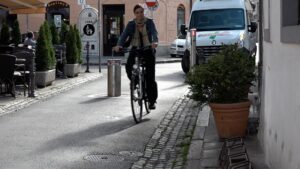 A photo of Gaja on a bike